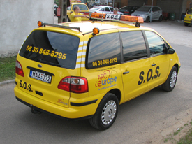 Ford Galaxy 2004, SOS autómentő  autómatricázás, autó matricázás (MMM Trans Kft.)