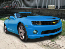 Chevrolet Camaro fóliázás: matt kék karosszéria fóliázás 1